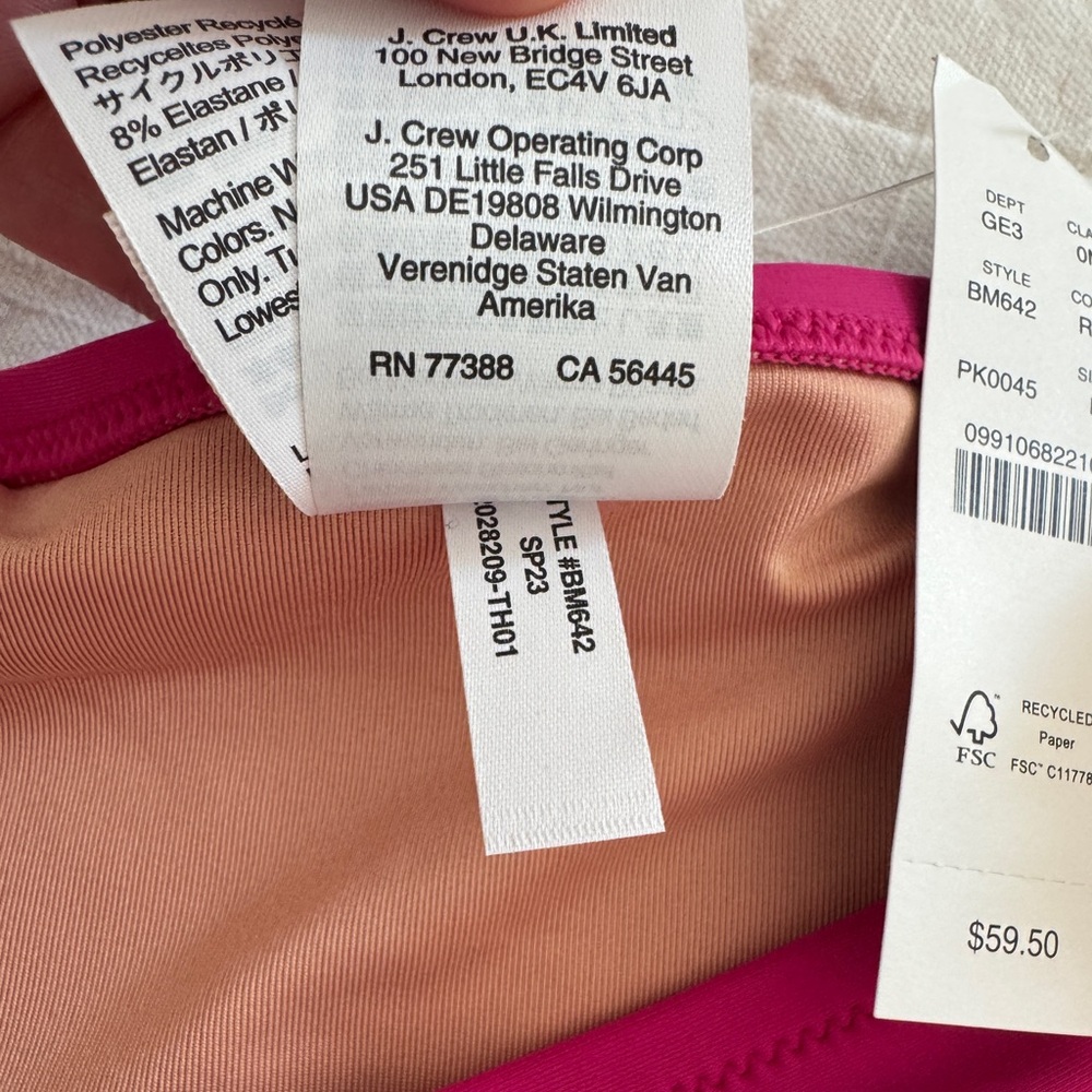 NWT J. Crew high-rise full-coverage bikini bottom in Radiant Fuchsia, M - Picture 4 of 9